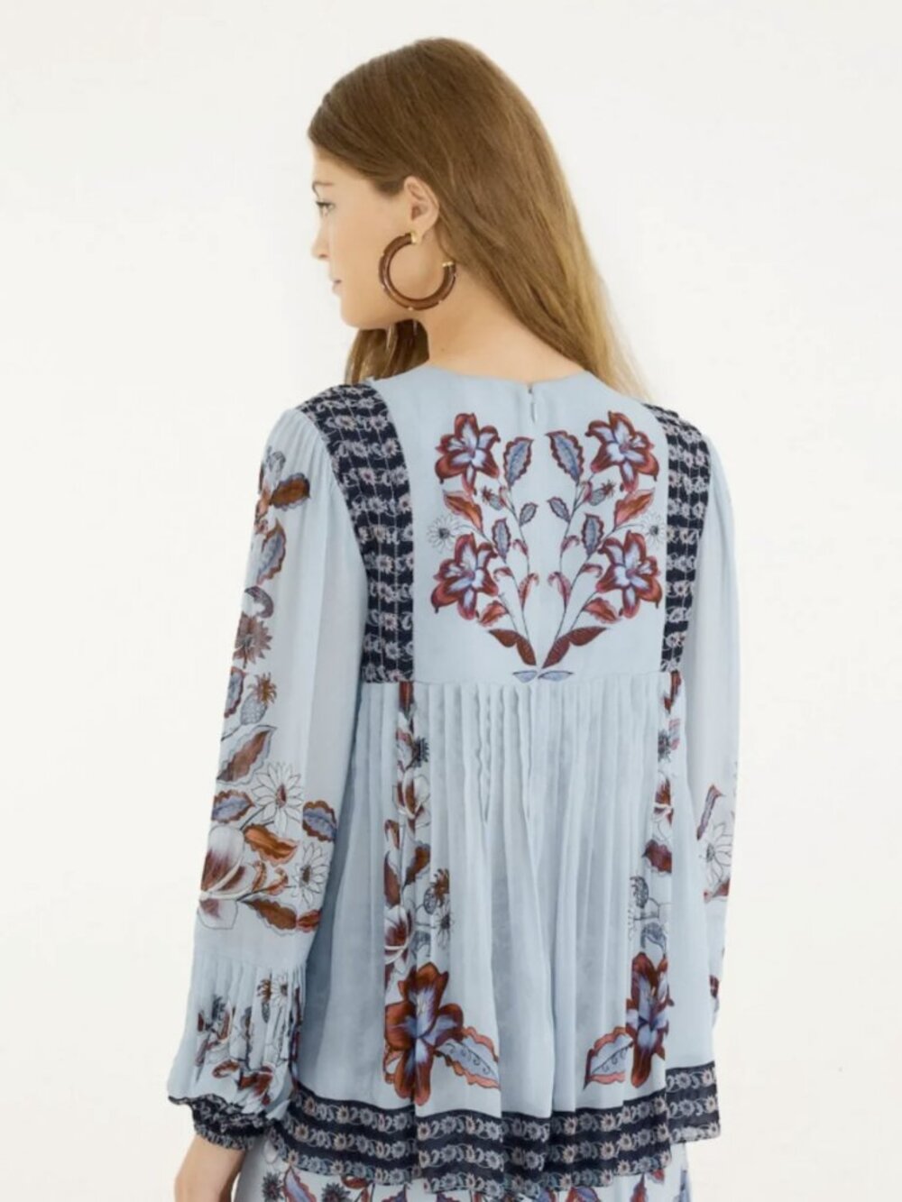 FARM Rio Marcelle Floral Print Pleated Blouse M - Picture 4 of 8